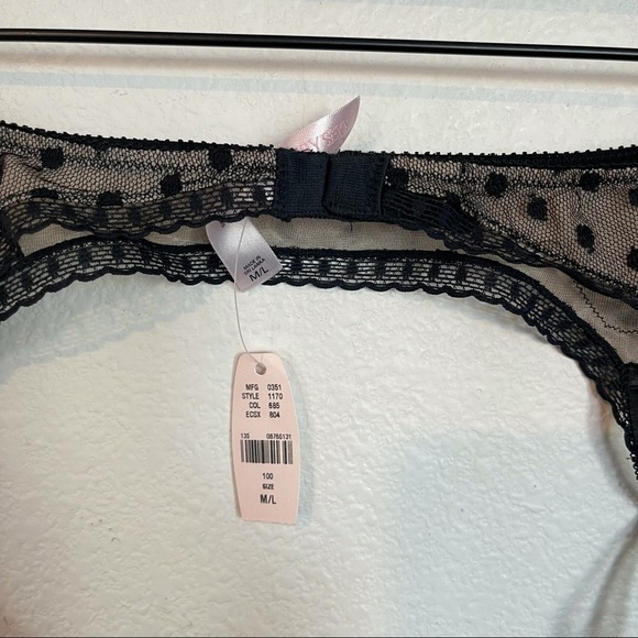 NWT Victoria’s Secret Vintage Garter Lace Mesh Black Tan Style 1170 Medium Large - Picture 8 of 8